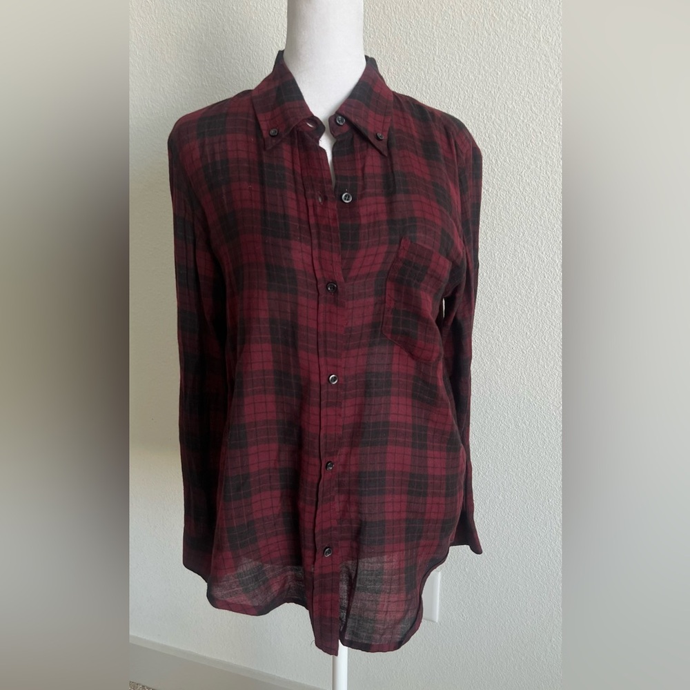 Isabel Marant Red and Black 100% cotton Checkered Button Down Shirt